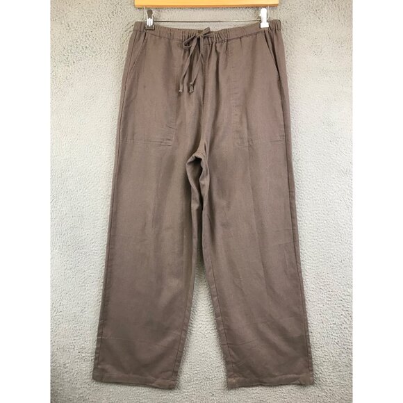 Coofandy Pants Womens Large Brown Cotton Elastic Waist Drawstring Straight Leg - Picture 1 of 9